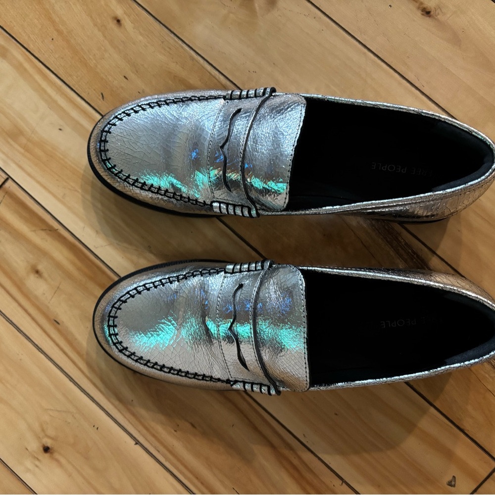 Women’s Silver Loafers - Never Worn